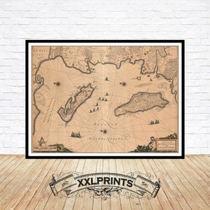Old map of Islands Re and Oleron, France, 16th century map, fine reproduction, large map, fine art print, antique decor, oversize map print