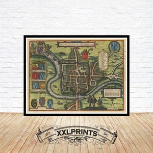Ancient map of Chester, 1575, very rare, United Kingdom&#39;s counties,fine reproduction,large map,fine art print,oversize map print