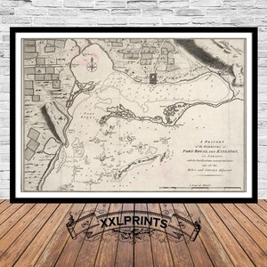 Mapa antiguo de Port Royal, Jamaica, 1782, mapa muy raro, reproducción fina, mapa grande, impresión de bellas artes, decoración antigua, impresión de mapa de gran tamaño