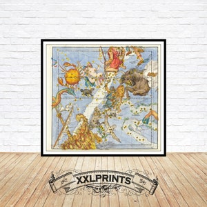 Mapa de constelaciones de 1725, excelente reproducción, mapa grande, impresión de bellas artes, impresión de mapa de gran tamaño, n.º: 3
