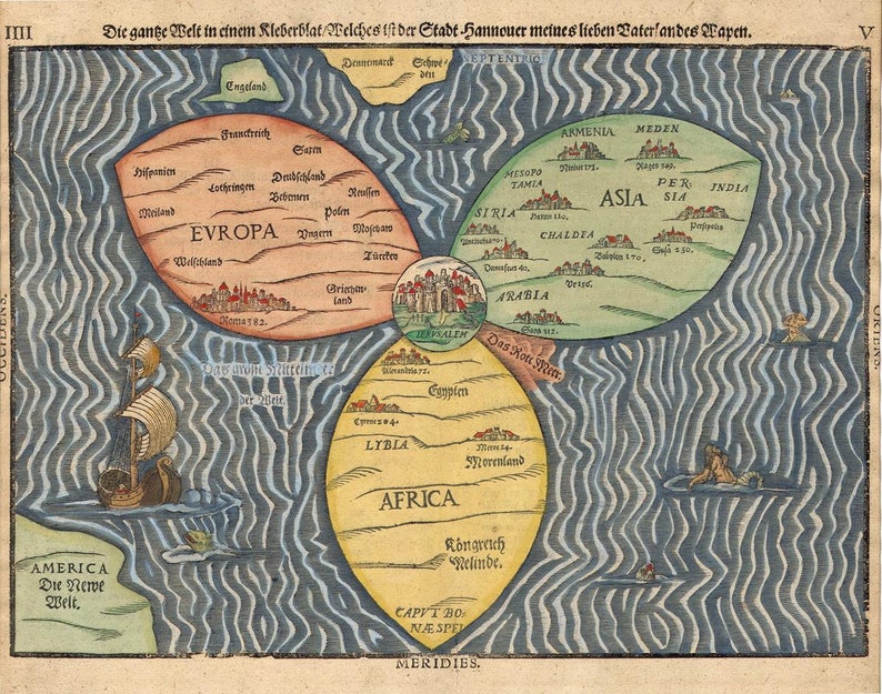 1581 very rare map fine reproduction antique decor fine art print large map Ancient map of the World oversize map print very old map