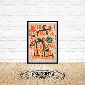 Joan Miro, Les lettres vertes, belle reproduction, impression d&#39;art