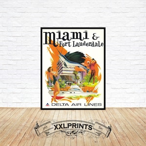 Antiguo cartel publicitario de Miami, Fort Lauderdale, siglo XIX, reproducción fina, impresión de bellas artes