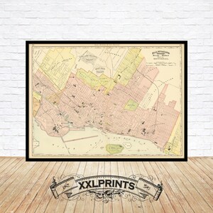 Plan de la vieille ville de Montréal, 1893, belle reproduction, grande carte, impression d'art, impression de carte surdimensionnée