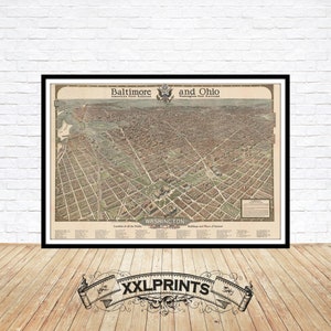 Alte Karte von Washington, DC, 1923, Vogelperspektive, seltene, antik, feine Reproduktion, große Landkarte, Kunstdruck, antikes Dekor, Kunstdruck