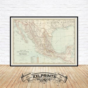 1892 Map of Mexico: Fine Art Giclée Print