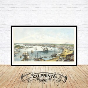 Alte Vogelperspektive auf New Orleans, 1852, selten, antik, feine Reproduktion, große Karte, Fine Art Druck, antike Dekoration, Oversize-Kartendruck