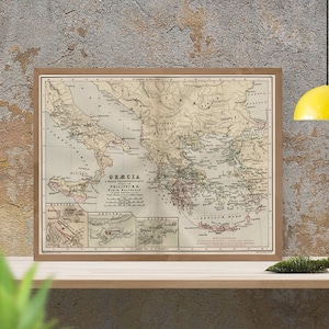 Antike Landkarte von Griechenland, 18.Jahrhundert, alte Landkarte, feine Reproduktion, große Landkarte, hochwertiger Kunstdruck, antike Dekoration, Kunstdruck