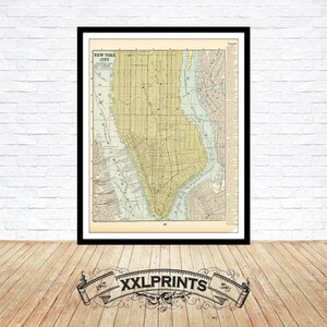 Antique New York City Map Print: 1890 Southern Manhattan Reproduction