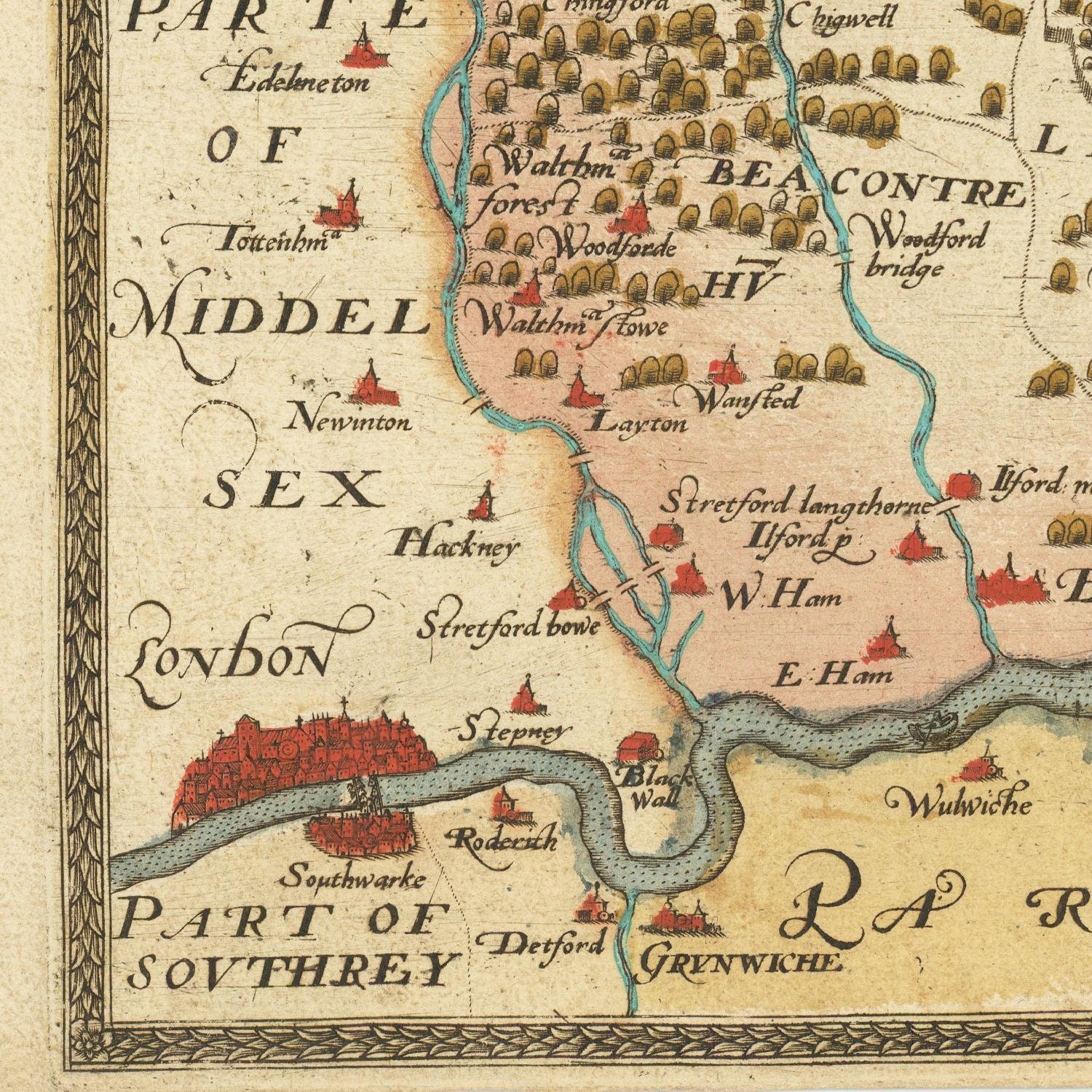 Ancient map of Essex 1576 very rare United Kingdom's Etsy