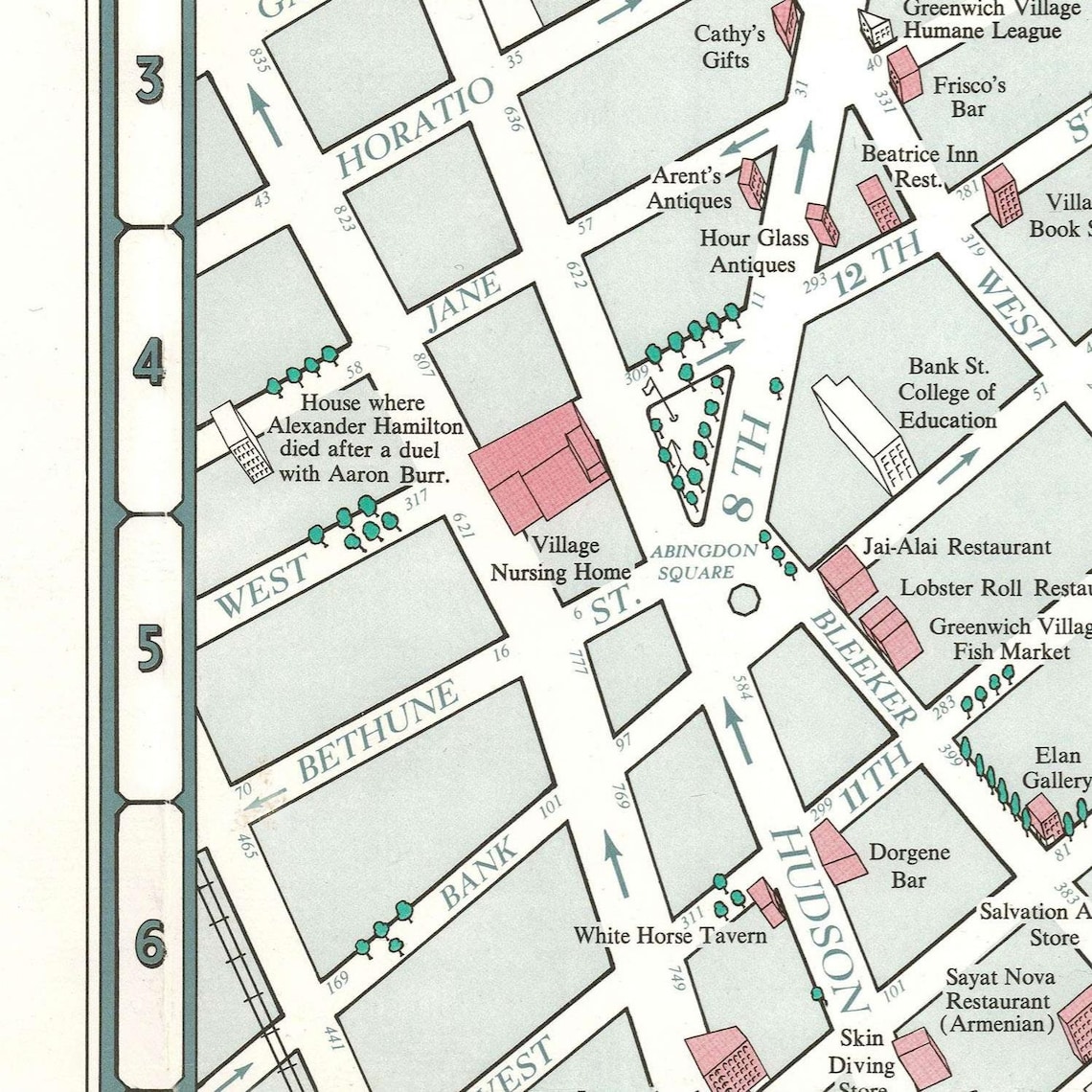 Old Map of Greenwich Village New York City 1960 Fine | Etsy