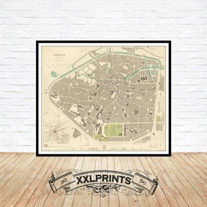 Carte ancienne de Bruxelles, 1837, carte rare, carte ancienne, belle reproduction, grande carte, impression d'art, décor antique, impression de carte surdimensionnée