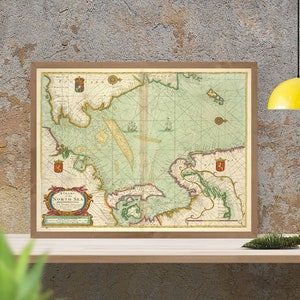 Antike Landkarte der Nordsee, 1702, sehr seltene Landkarte, alte Landkarte, feine Reproduktion, große Landkarte, Fine Art Druck, Übergröße Karte