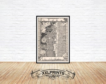 Old map of Barnegat Bay, Jersey Shore, New Jersey, 1936, pictorial map, fine reproduction, large map, fine art print, oversize map print