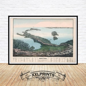 Alte Panoramaaussicht auf Italien und das Mittelmeer, 1853, Alpenblick, feine Reproduktion, riesiger Druck, hochwertiger Kunstdruck