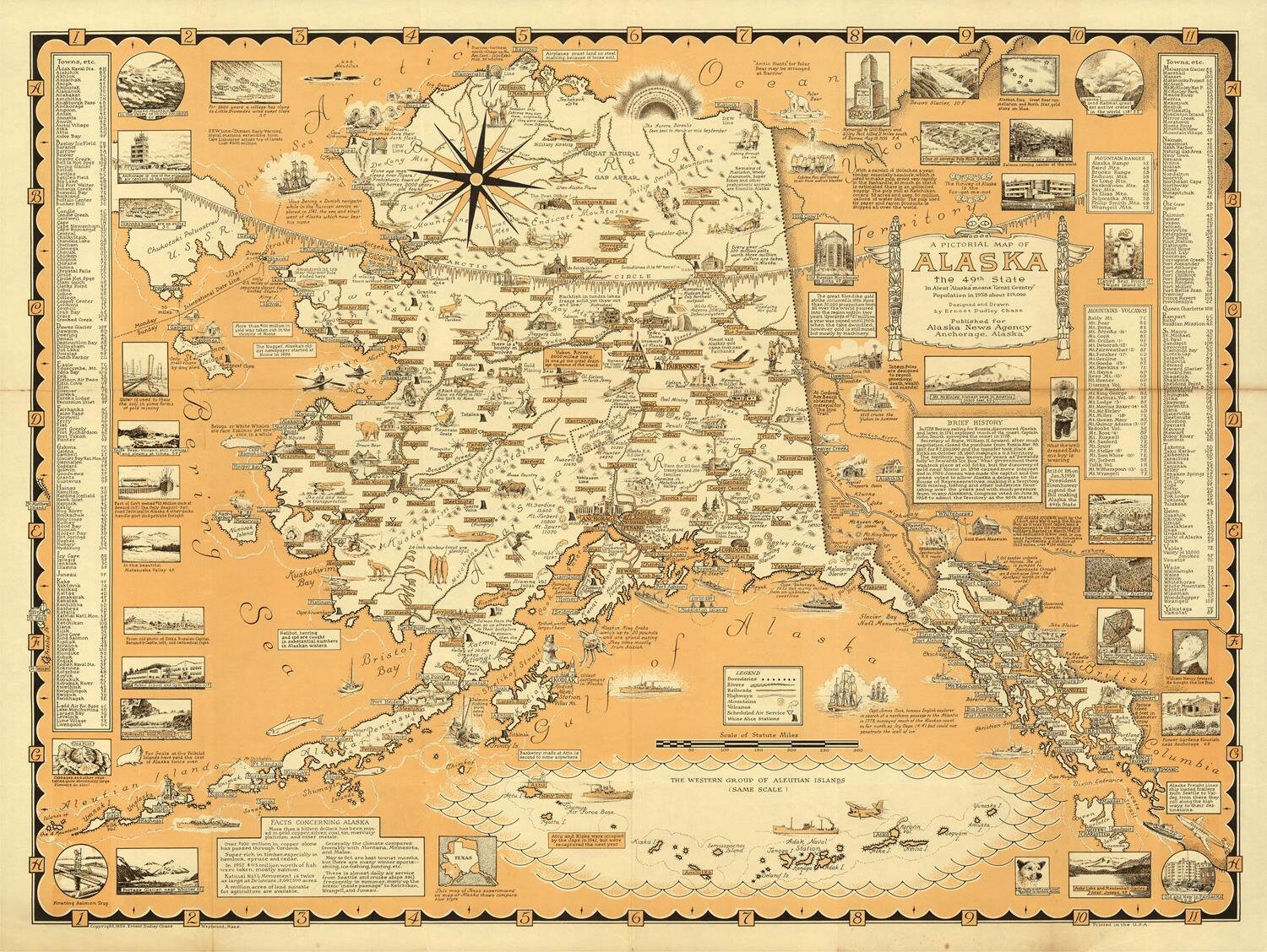 Old map of Alaska 19th century pictorial map fine Etsy
