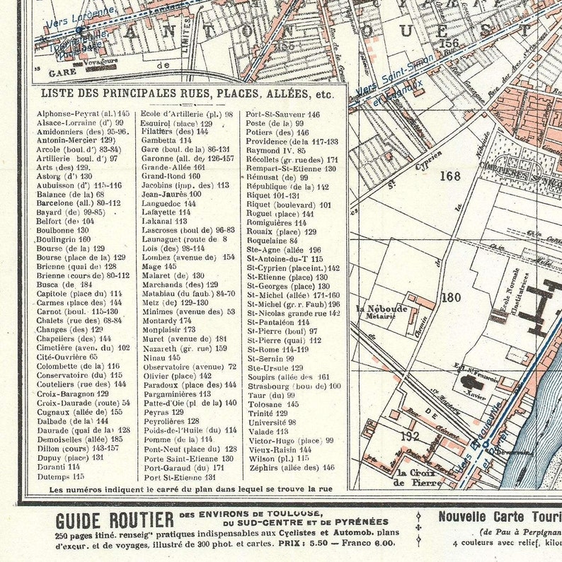 Old Map of Toulouse France 1921 City Plan Rare Antique - Etsy