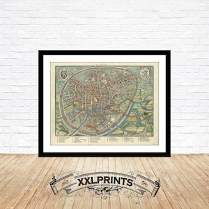 Carte ancienne de Bruxelles, 1567, carte rare, belle reproduction, grande carte, impression d'art, décor antique, impression de carte surdimensionnée