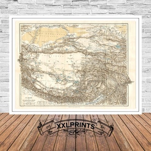 Old map of Tibet, 1894, very rare map, antique map, fine reproduction, large map, fine art print, antique decor, oversize map print