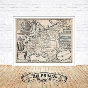 1676 Ancient Map of Russia: Fine Art Giclée Print