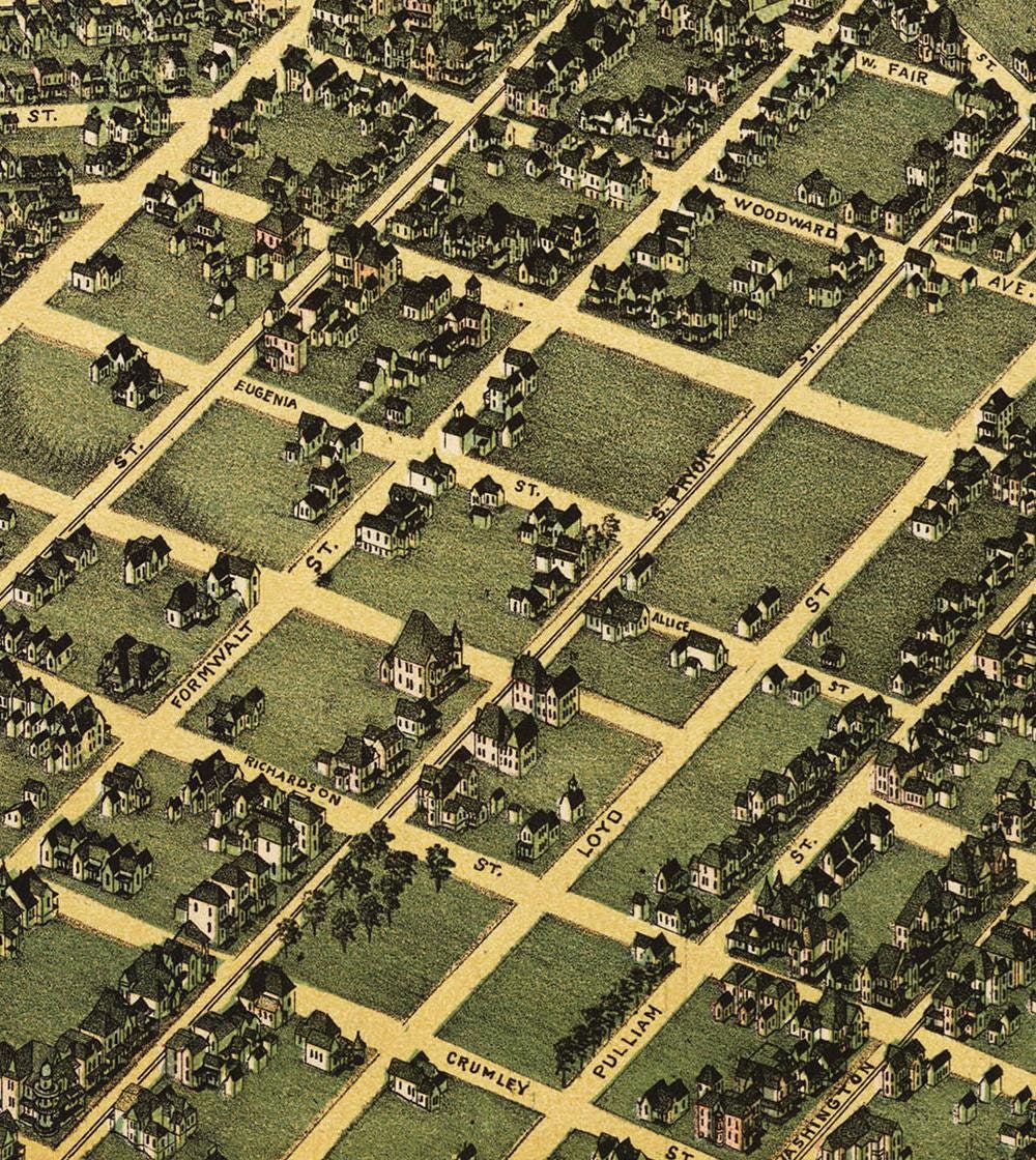 Antique Map of Atlanta Georgia 1892 Birds Eye View Old - Etsy