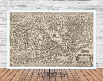 Antique map of Hungary, 1624, fine reproduction, rare map, fine art print