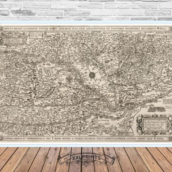 Antique map of Hungary, 1624, fine reproduction, rare map, fine art print