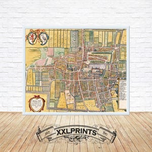 Antica mappa dell'Aia, 1618, mappa rara, Den Haag kaart, bella riproduzione, stampa artistica