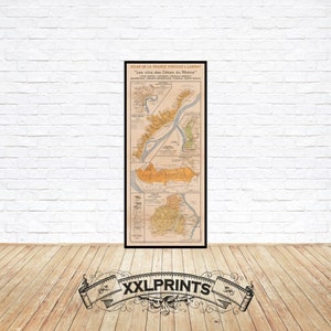 Mapa antiguo de los viñedos de Cotes De Rhone, Cote-Rotie, Condrieu, Chateau-Grillet, Crozes, Cornas,Saint-Peray, 1943, mapa de vinos, reproducción fina