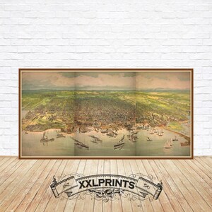 Ancienne carte de Toronto, 1883, vue aérienne, belle reproduction, grande carte, impression d'art