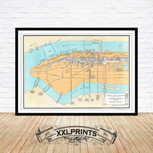 Mapa antiguo de la Octava Avenida, Manhattan, 1929, plano de la ciudad, ilustración, reproducción fina, mapa grande, impresión de bellas artes, decoración antigua, impresión de mapa de gran tamaño