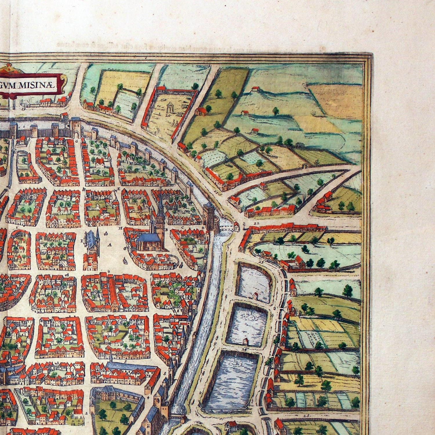 Ancient map of Freiburg 1600 rare map old fine | Etsy