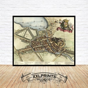 Ancient perspective view of Annecy, France, 1682, very rare, fine reproduction, large map, fine art print, oversize map print