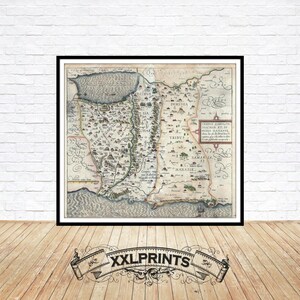 Ancient map of the tribes of Zebulun, Issachar and Manasseh, Israel, 1590, very rare, 12 tribes of Israel,fine reproduction,fine art print