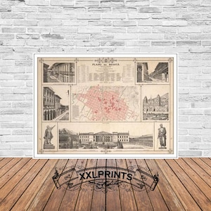 Old map of Bogota, 1890, city plan, rare map, antique map, fine reproduction, large map, fine art print, antique decor, oversize map print
