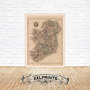 Antique map of Ireland, 1825, old map, oversize print, fine reproduction, fine art print, vintage decor