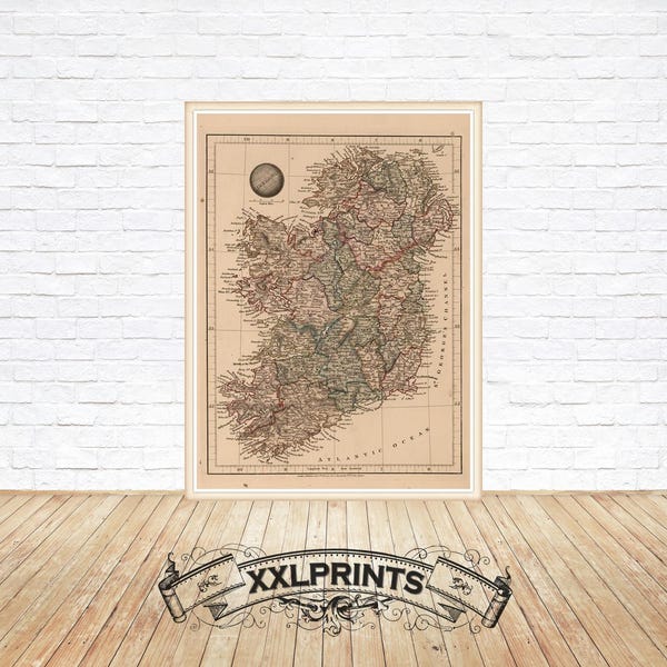 Antike Irland Karte Print: 1825 Oversize Fine Art Reproduktion