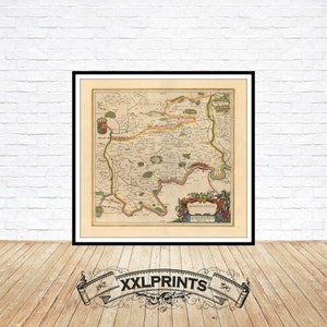 May include: An antique map of Middle Sexia, a region in England, printed in black and white with hand-drawn details. The map is framed in a black frame with a white mount.