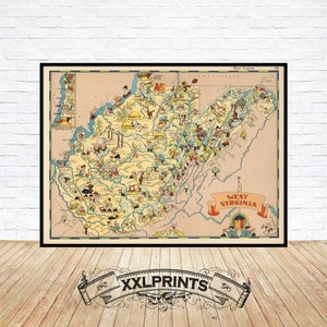 1935 West Virginia Cartoon Karte: Fine Art Druck Reproduktion