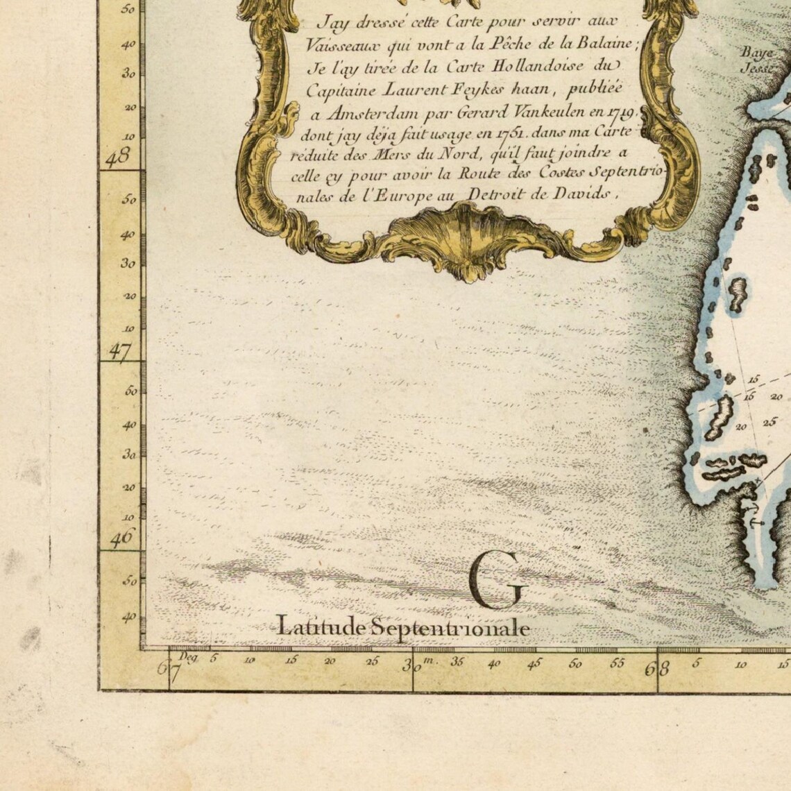 Old Map of Sea Chart of the Davis Strait Canada Greenland Etsy Canada