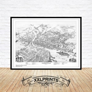 Vogelperspektive auf Belleville, Ontario, 1874, feine Reproduktion, große Karte, Fine Art Druck, Überformat-Karte Print