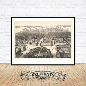 Vogelschau auf New York vom Union Square, 1854, feine Reproduktion, große Karte, Fine Art Druck, Übergröße Landkarte Print