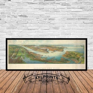 Alte Karte von New York City, 1911, Vogelperspektive, antik, feine Reproduktion, große Karte, Fine Art Druck, antike Dekoration, Oversize-Karte