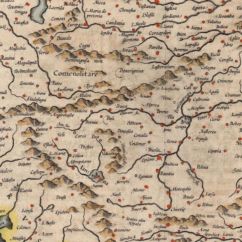 Mapa antiguo de Macedonia y Acaya 1613 mapa raro antiguo Etsy España