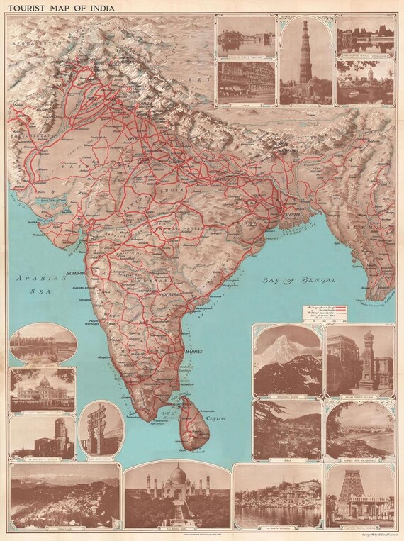 1930s India Tourist Map: Vintage Fine Art Print - Etsy Canada