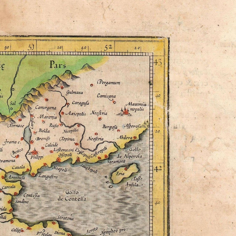 Mapa antiguo de Macedonia y Acaya 1613 mapa raro antiguo Etsy España