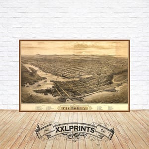 Antike Karte von Victoria, Kanada, 1878, aus der Vogelperspektive, feine Reproduktion, oversize Karte, Fine Art Druck, große Karte