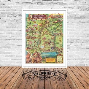 New Mexico Map Print: 19th Century Pictorial Fine Art Reproduction