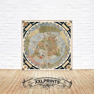 Mapa antiguo del mundo, 1587, mapa antiguo del siglo XV, reproducción fina, decoración vintage, impresión de bellas artes