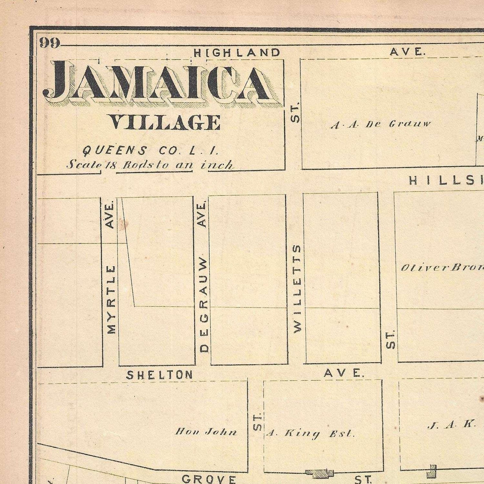 Old map of Jamaica village Queens New York City 1873rare  Etsy
